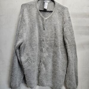 Rosanna Woman 1X Vintage Grey/Silver Angora/Wool Cardigan Sweater 90s Y2K